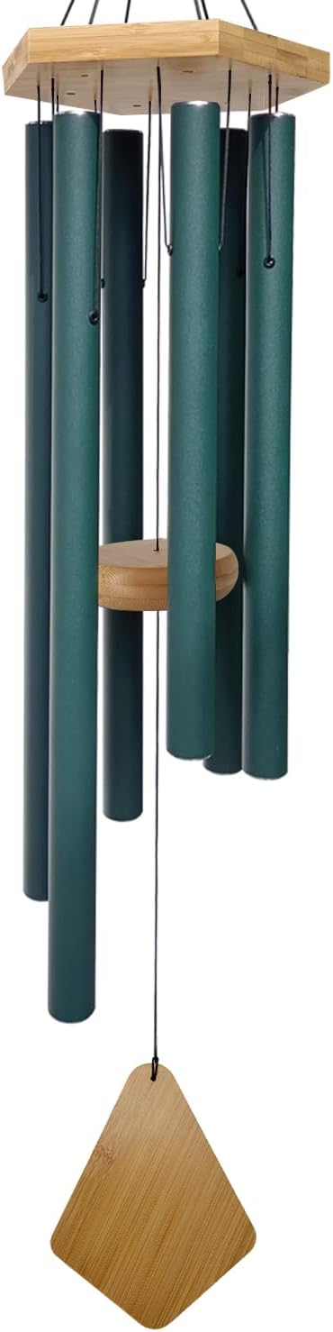 Wind Chimes Outdoor Deep Tone, Wind Chimes for Outside, Memorial Wind Chimes with Hook as Gifts for Mother's Day/Housewarming/Christmas, Patio, Garden, Yard, Home Décor. Green