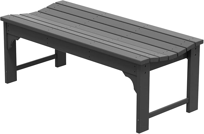 WestinTrends Malibu Outdoor Bench, All Weather Resistant Poly Lumber Backless Patio Garden Bench, Adirondack Curved Bench Seat for Comfort, Gray