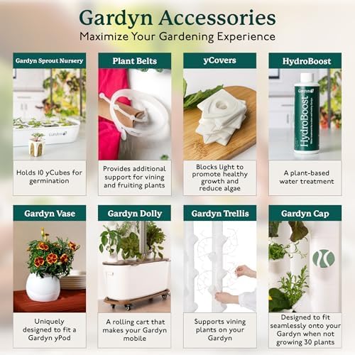 Gardyn 4.0 Vertical Hydroponics Growing System Kit - 30 Non-GMO Plants, Herbs, Vegetables - Smart Tower Garden - Hydroponic Herb Garden Planter Indoor Kit - Indoor Gardening System w/LED Grow Lights