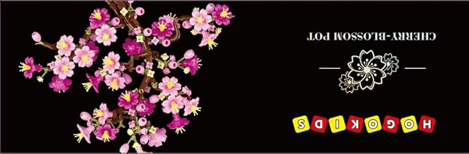 HOGOKIDS Flowers Cherry-Blossom Bonsai Building Set - 2 in 1 Artificial Bonsai Tree Plants for Home Decor & Display Cherry Botanical Flowers Building Toy Birthday Gift for Adults Teens (775PCS)