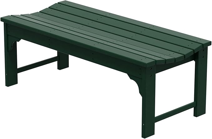 WestinTrends Malibu Outdoor Bench, All Weather Resistant Poly Lumber Backless Patio Garden Bench, Adirondack Curved Bench Seat for Comfort, Dark Green