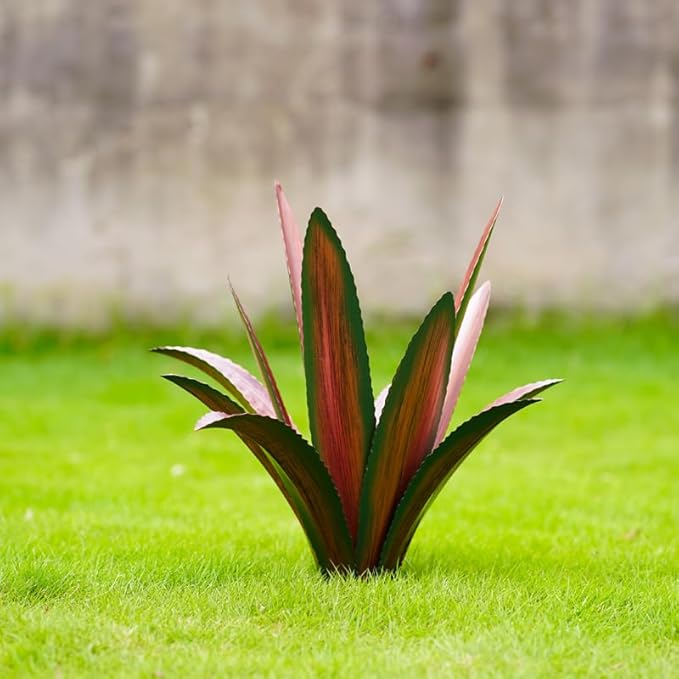 Metal Agave Plant Home Decor, Enlarge Thickened Metal Agave Garden Art for Outdoor Decor, Patio Lawn, Garden Sculpture Statue Green