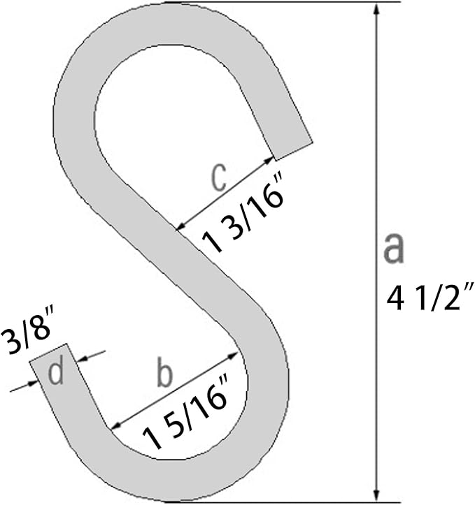 Heavy Duty S Hooks for Hanging Hammock Stand Chair, Porch Swing, 4.5 Inch 304 Stainless Steel Large S Shape Hook
