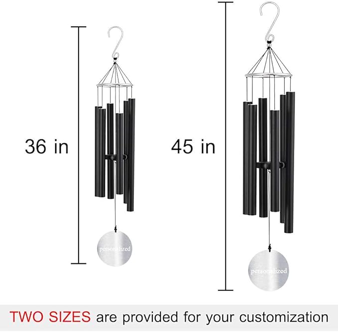 Personalized 36" Bereavement Wind Chimes for Outside, Memorial Gift in Remembrance of a Loved One, Sympathy Gift for Loss of Mother Father Husband, Garden Patio Decor