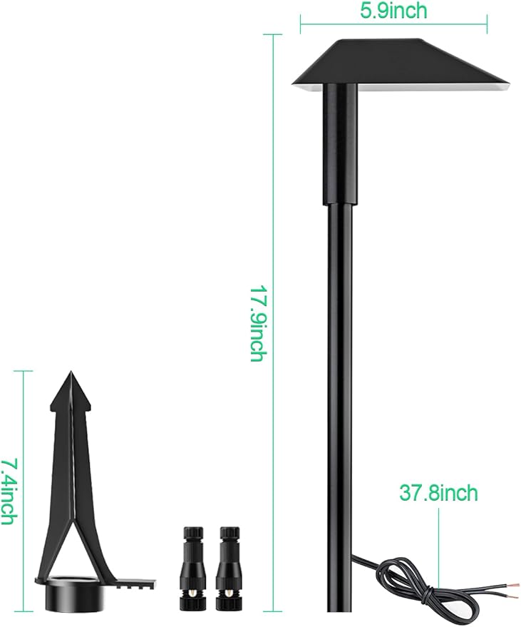 5W Low Voltage Landscape Pathway Lights with Connectors,12-24V Outdoor Path Lights, 3000K Wired Landscape Lights for Yard Garden Walkway, IP66 Waterproof(12Pack)
