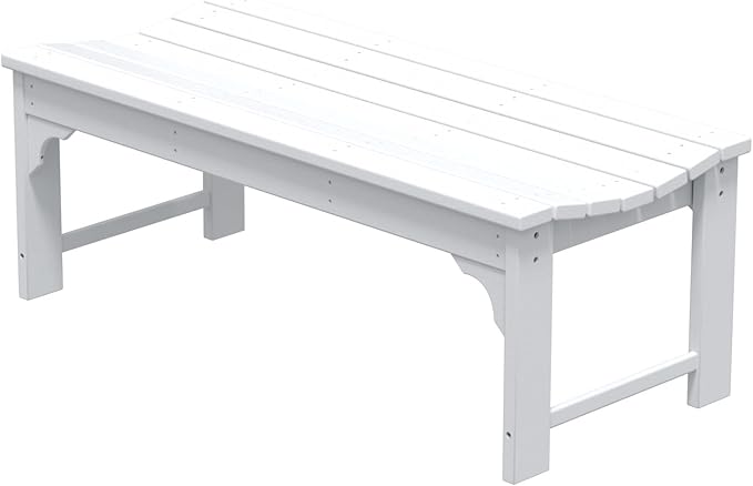 WestinTrends Malibu Outdoor Bench, All Weather Resistant Poly Lumber Backless Patio Garden Bench, Adirondack Curved Bench Seat for Comfort, White