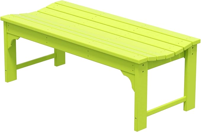 WestinTrends Malibu Outdoor Bench, All Weather Resistant Poly Lumber Backless Patio Garden Bench, Adirondack Curved Bench Seat for Comfort, Lime