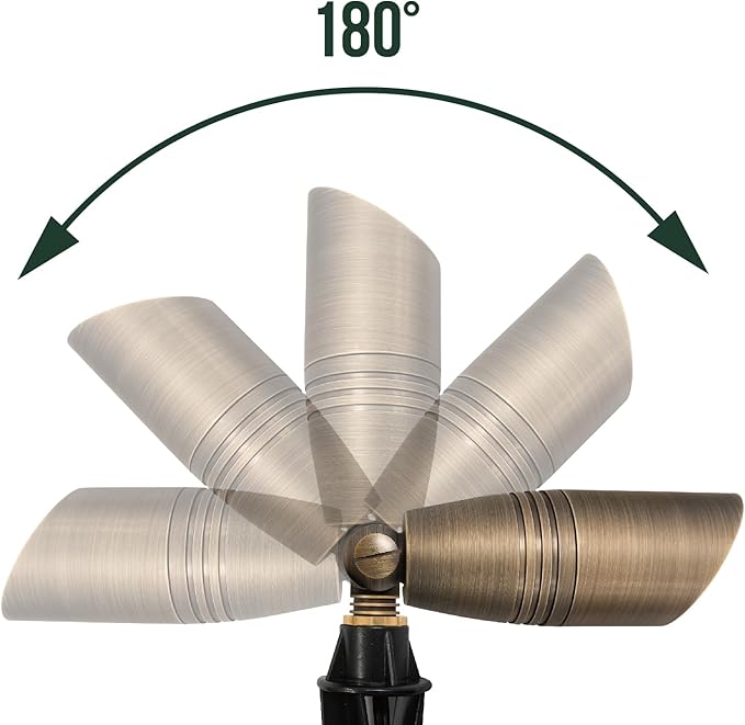 GKOLED Brass LED Outdoor Landscape Spotlights, 12V Low Voltage Spot Light, Waterproof Landscape Lights, Uplighting for Garden, Tree, Yard, Antique Bronze Accent Lighting Fixture with MR16 Bulb