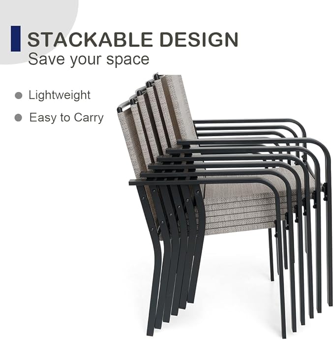 Patio Dining Chairs Set of 4, Outdoor Stackable Dining Furniture Set, All Weather Dining Set for Lawn, Garden, Backyard, Poolside, White
