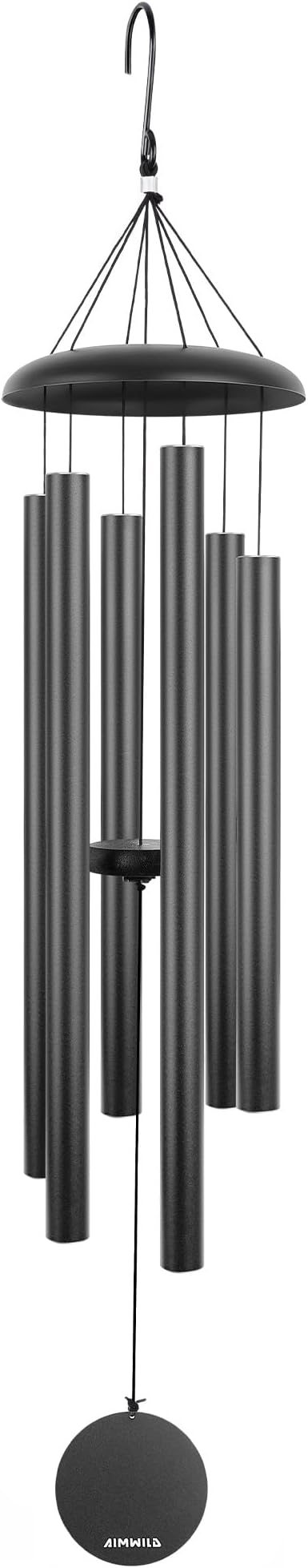 Wind Chimes for Outside Memorial – 45“ Large Outdoor Sympathy Windchime Tuned to C, Deep Tone, Gift for Mom Dad, Garden Decor with Blessing Card, Black