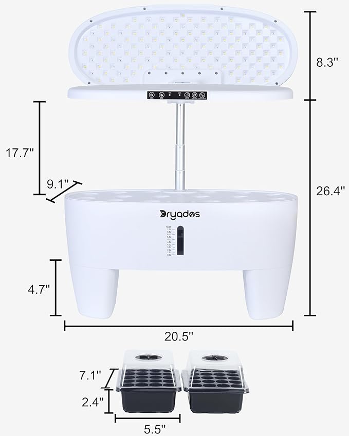 Hydroponic Growing System Kit 16 Pods, Smart Herb Garden with Sprout Mode Can Seedling in Advance & 24W Full Spectrum LED Grow Light, Indoor Garden Planter for Home/Office/School (White)
