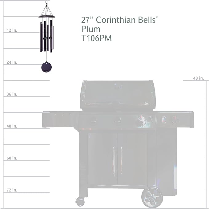 Corinthian Bells by Wind River - 27 inch Plum Wind Chime for Patio, Backyard, Garden, and Outdoor Decor (Aluminum Chime) Made in The USA