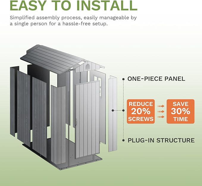 Patiowell 4' x 6' Outdoor Storage Shed with Floor, Plastic Shed Outside Resin Tool Shed with Window and Lockable Door for Backyard Garden Patio Lawn, Dark Grey (Fit-it Shed)