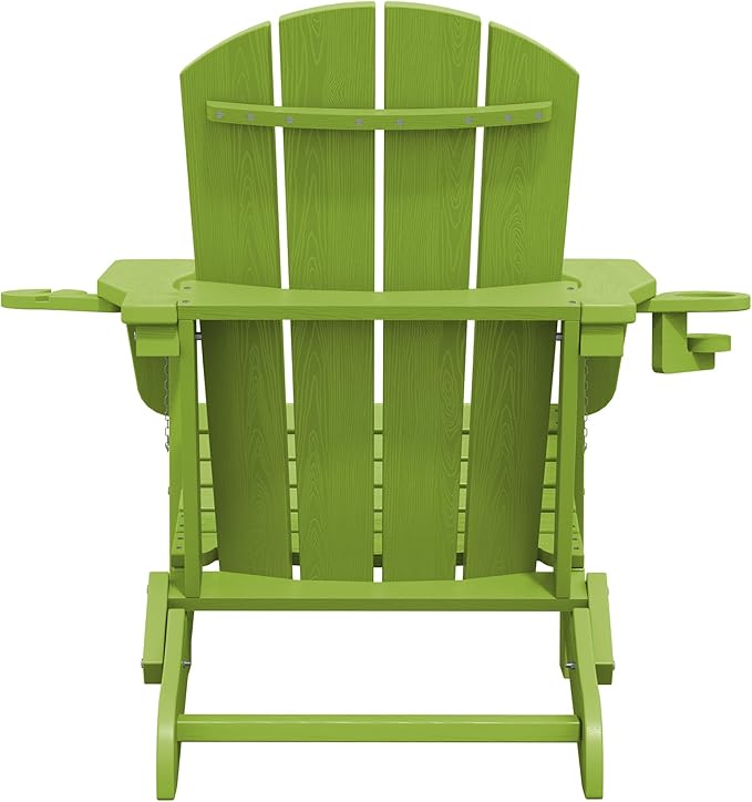 SERWALL Adirondack Chair with Cup Holders - Composite Adirondack Chairs Set of 4 HDPE Outdoor Chairs All Weather Use- Apple