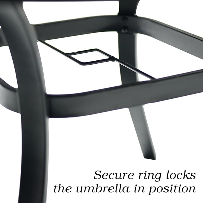 7-Piece Outdoor Dining Set, 48'' Round Table with 6 Stackable Chairs All Weather Furniture Set - Navy