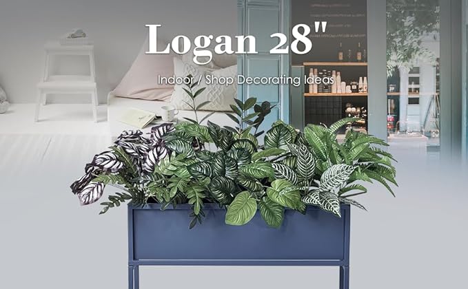 Cocoyard Elevated Planter Box - Durable Raised Garen Bed for Herbs and Flowers - Tall Rectangle Planter for Outdoor Plants & Backyard Gardening (Navy, 28" H - 2 Pack)
