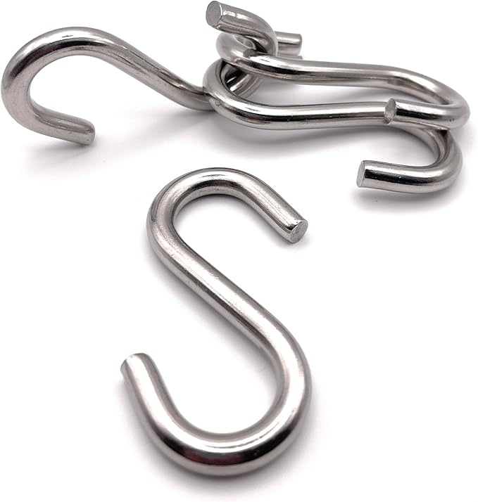 Holds 557Lbs S Hooks for Hanging Heavy Duty Hammock Stand Chair Porch Swing, 4 Pack 3.3- Inch 304 Stainless Steel S Hooks Utility Hooks