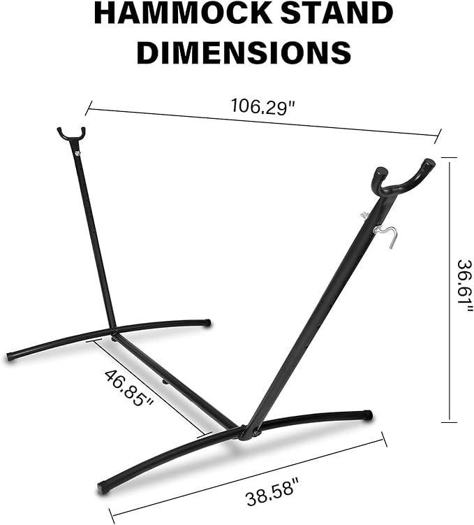 SZHLUX 9FT Hammock Stand Only, 450LBS Weight Capacity (Black)
