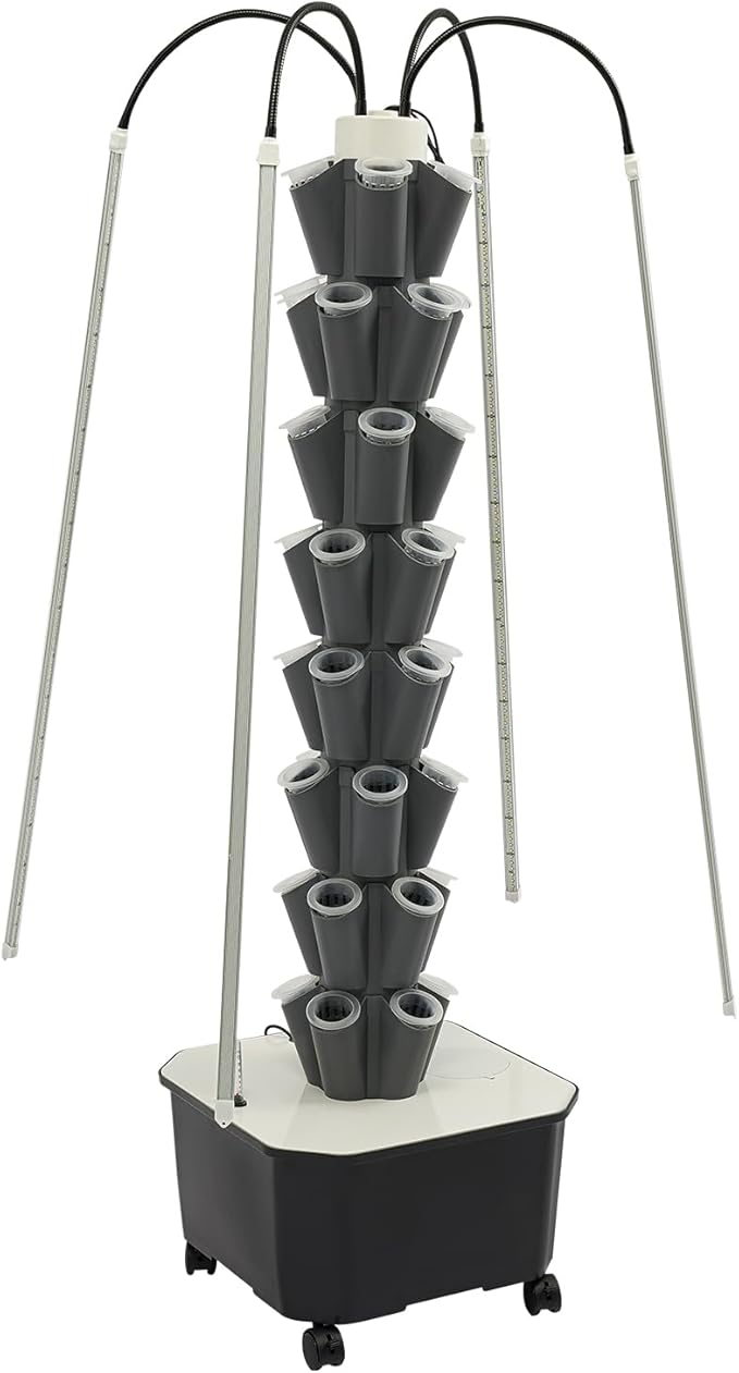 Hydroponic Growing Tower System Kit, 40-Plant Vertical Hydroponics Garden Tower with LED Grow Light, for Outdoor Indoor Herbs Fruits Vegetables Smart Garden Planter Kit