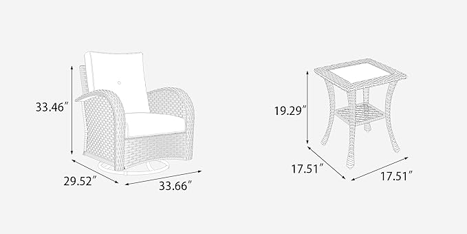 LayinSun 6 Pieces Outdoor Patio Furniture Set, Rattan Wicker Sectional Swivel Rocker Chairs Sets