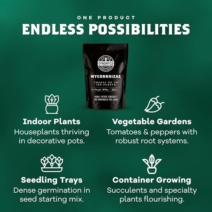 DYNOMYCO Granular Mycorrhizal Fungi Inoculant, 340g / 12oz – Boosts Root Growth, Yields & Nutrient Uptake – 900 Propagules/g, Concentrated Granules, & OMRI Listed – Biofertilizer for Plant Growth
