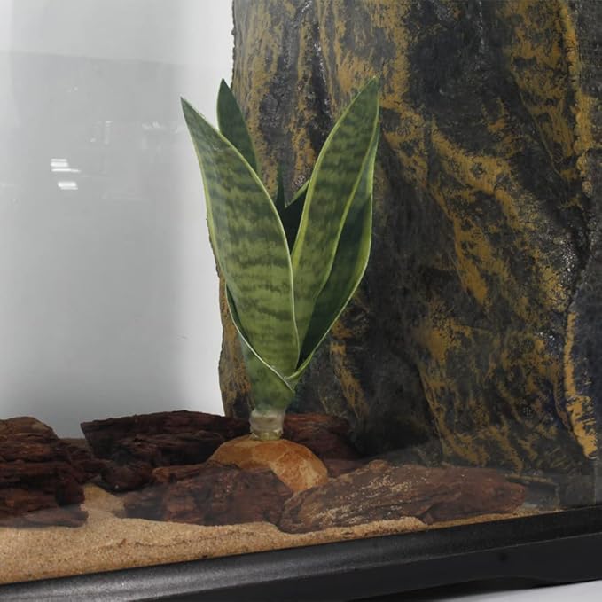 Fake Snake Plants Artificial Sansevieria, Reptile Terrarium Decor, Bearded Dragon Tank Accessories fit Crested Gecko Leopard Lizard Chameleon Ball Python Snake Frog