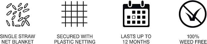 Greenscapes 4' x 100' Straw Blanket Erosion Control and Landscape Weed Barrier Ideal for Gardens, Slopes and More