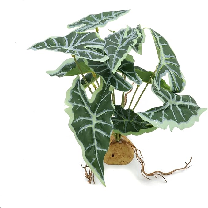 JIHAQUA Reptile Artificial Plants, Terrarium Decorations, Reptiles Amphibians Tank Accessories, Taro Leaf