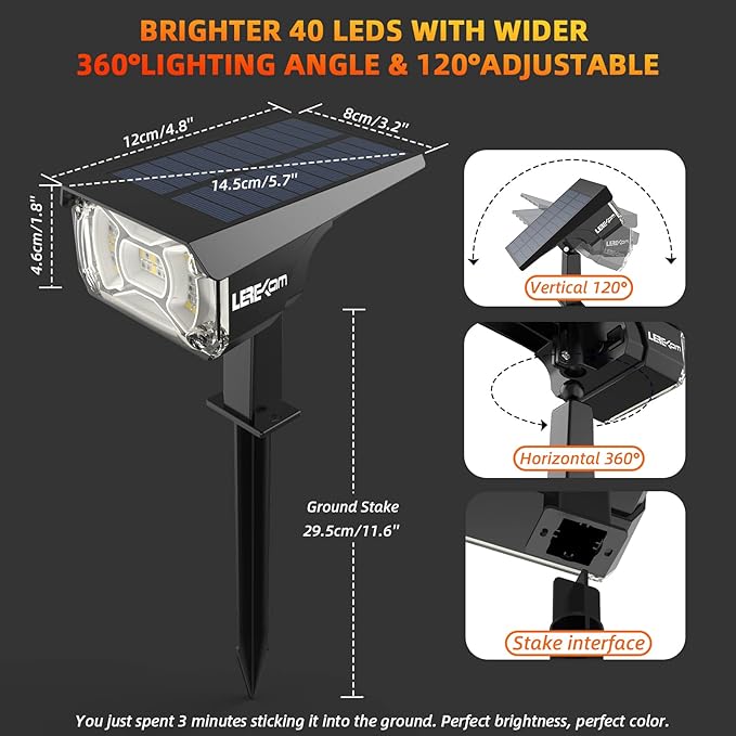 Color Solar Light Outdoor Waterproof Spotlights with 9 Light Modes, Color Changing Solar Outdoor Light for Decorate Festivals, Colored Spot Lights Auto On/Off, RGBW Landscape Lights