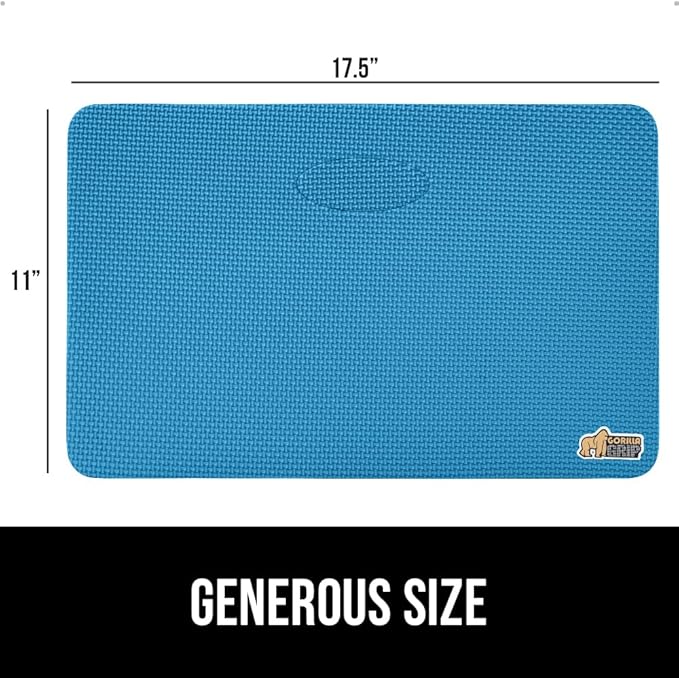 GORILLA GRIP Extra Thick Patent Pending Garden Kneeling Pad, 17.5 x 11 Inch Supportive Soft Foam Knee Cushioning for Gardening, Water Resistant, Bathing Baby, Working Supplies, Lightweight, Blue