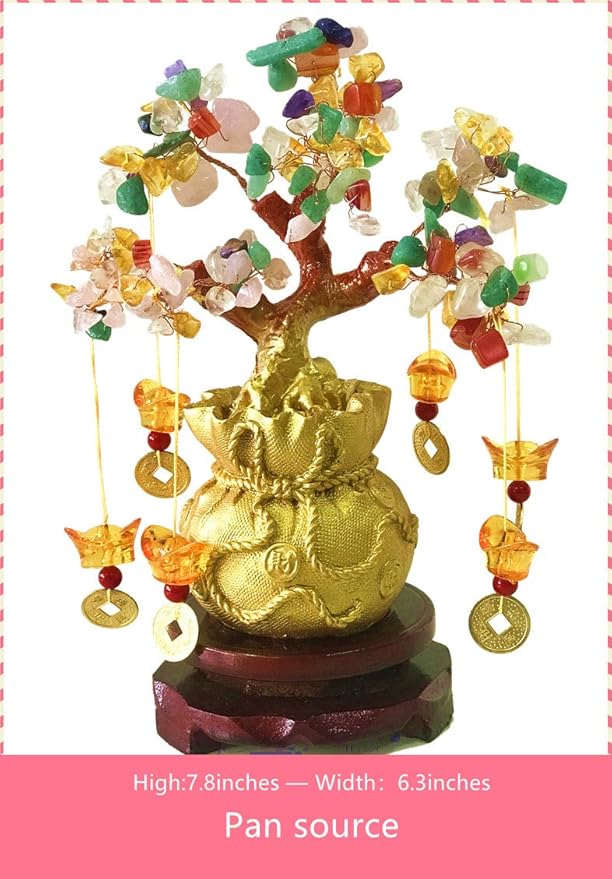 Feng Shui Citrine/Citrine Money Tree and Citrine Tree, Faucet Crystal Tree/Chinese Dragon Fortune Crystal Tree/Gift Tree (Colorful)