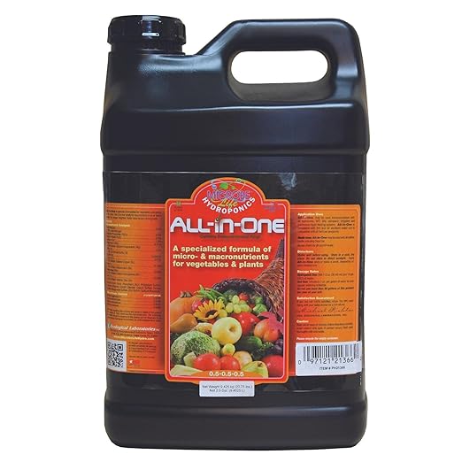 Microbe Life Hydroponics Premium All-in-One Nutrient for Plant Growth and Better Yields, Use with Any Feeding Systems Including Hydroponics or Soil, 2.5 Gallons