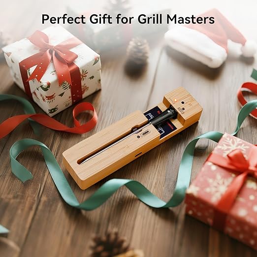 Smart Wireless Meat Thermometer, Bluetooth Food Thermometer for Grill, Remote Tracking and Accurate Temperature with APP Alerts, Perfect Gifts for Men, BBQ Lovers, Smoker