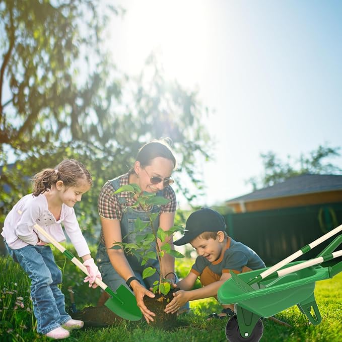Kids Gardening Tools Outdoor Toys Set Backyard Play with Wheelbarrow Educational STEM Learning Pretend Toys Outdoor Indoor for Toddlers Kids Boys Girls