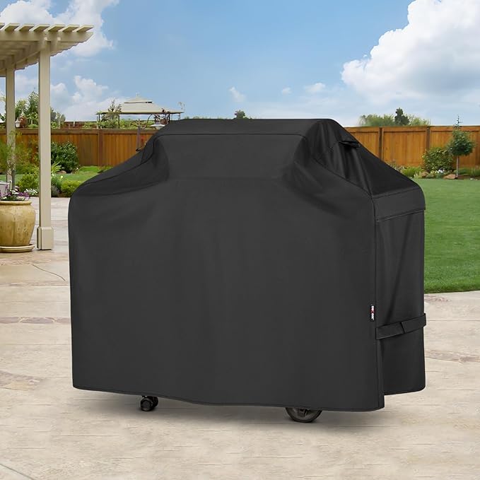 Unicook Grill Cover 55 Inch for Outdoor Grill, Heavy Duty Waterproof BBQ Cover with Side Handles and Air Vents, Weather Resistant, Compatible with Weber Charbroil Nexgrill Kenmore Gas BBQs, Black