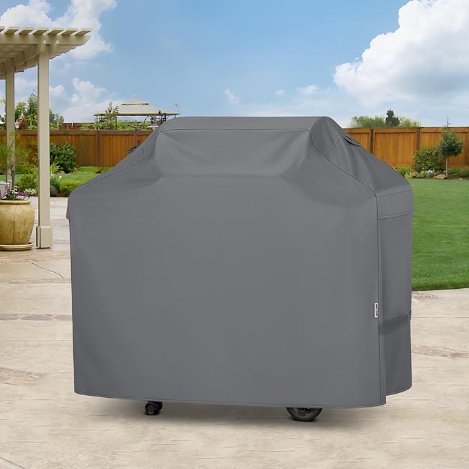 Unicook 55 Inch Grill Cover for Outdoor Grill, Heavy Duty Waterproof Gas BBQ Cover, Outside 3-4 Burner Barbecue Covering for Weber, Char-Broil, Nexgrill, All Weather Resistant, Grey