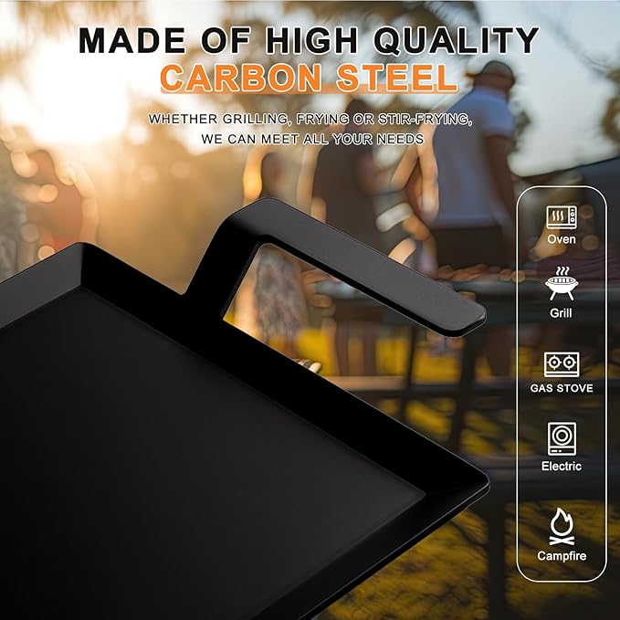 Maxdot 16 Pcs Grilling Accessories Kit Include 24'' x 10'' Carbon Steel Griddle, Grilling Accessory Toolkit and Griddle Cleaning Kit for Outdoor Gas Grill, Induction, Gas/Electric Stove and Oven
