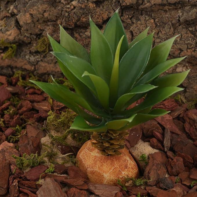 Faux Agave Plant, Reptile Decor for Terrarium, Crested Gecko Tank Accessories fit Leopard Gecko Bearded Dragon Lizard Chameleon Snake Tortoise