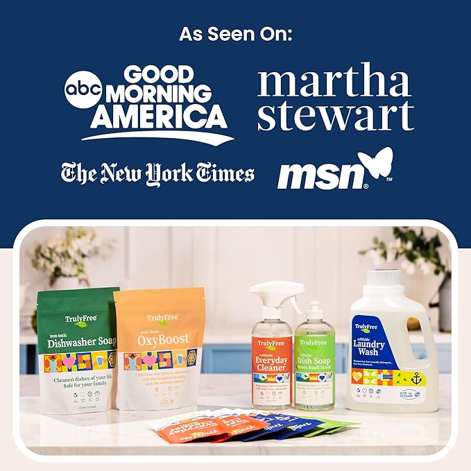 Truly Free Dishwasher Detergent Powder | Natural Dish Detergent, Dishwasher Soap | Plastic Free, Plant-Based, Clean, Heavy Duty Hard Water Stain & Grease Remover | Fragrance Free | 12.5 oz (Pack of 2)