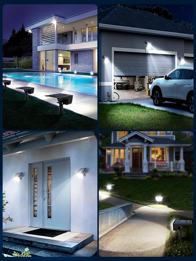 Solar Spot Lights Outdoor, Ultra Bright Solar Garden Lights Cool White, IP68 Waterproof Landscape Spotlights, 800LM 6500K for Yard Garden Wall Driveway, 8 Pack