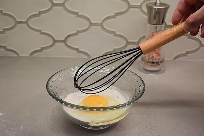 Kitchen Utensils Cookware Set, 12-piece BPA free Silicone with Wood Handle and Storage Container