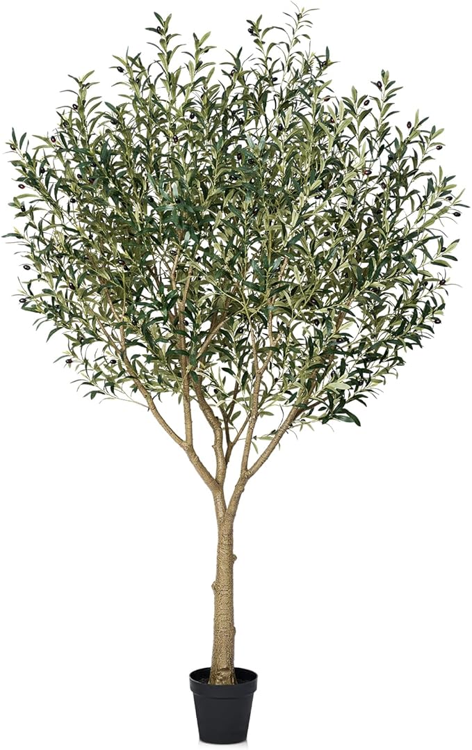 Artificial Olive Tree 8FT - Large Fake Olive Trees Indoor with 4028 Silk Leaves, Outdoor Potted Faux Plant with UV Resistant for Living Room,Office,Patio, Home Decor,VN157