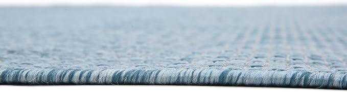 Unique Loom Collection Casual Transitional Solid Heathered Indoor/Outdoor Flatweave Area Rug (7' 1" x 10' Rectangle, Aquamarine/Ivory)