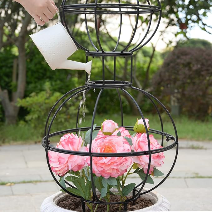 48.8"x17" Metal Obelisk Trellis for Climbing Plants | Unique Outdoor Support for Rose Bushes and Tall Vines | Durable & Weather-Resistant Garden Decor