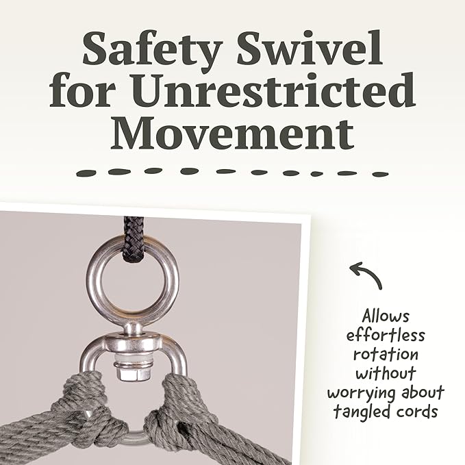 La Siesta® Large Comfort Habana Cotton Hanging Hammock Chair, Indoor Outdoor Hammock Swing Chair, Boho Hanging Chair Bedroom Patio, Max 285 Lbs, Latte