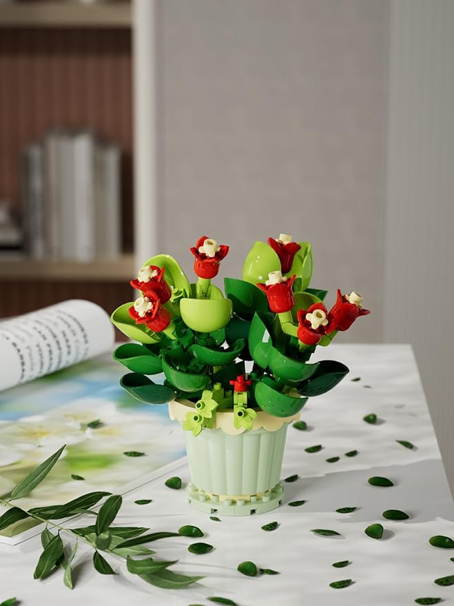 Jade Mini Flower Potted Plant Bonsai Building Toy Blocks Particle Flower Botanical