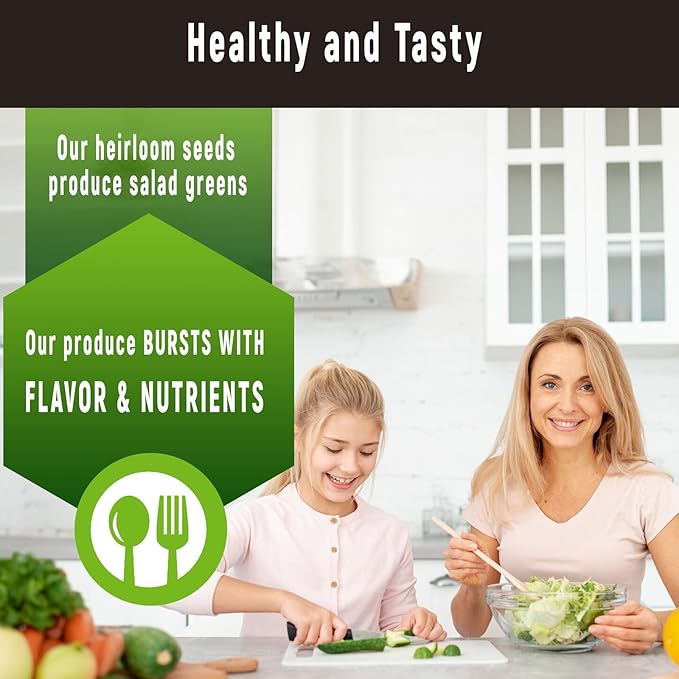 Salad Greens Seed Pod Kit for AeroGarden, iDoo with Red and Green Leaf, Romaine and American Fast, Buttercrunch, Parris Island Lettuce, Spinach - Compatible with All Hydroponics (7-Pod)