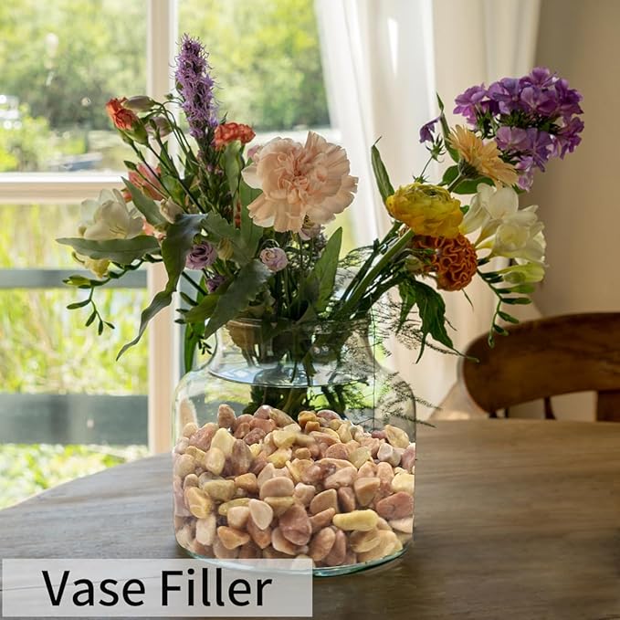 2 lbs Pea Gravel - 3/8 Inch Small Pebbles Rocks for Indoor Plants, Succulents, Cactus, Fish Tank, Terrarium, Landscaping and Decorative Stones(32 oz, 6-9 mm)