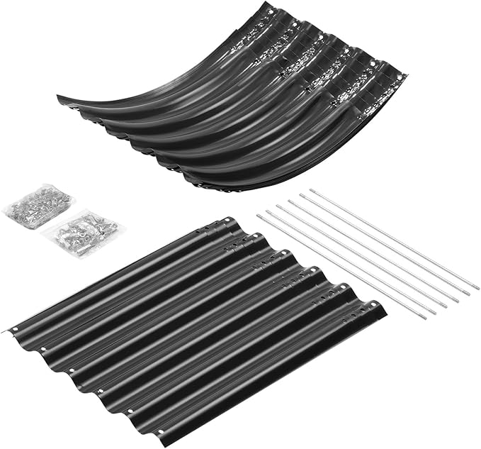 Land Guard Galvanized Metal Raised Garden Bed Kit, 8x4x1.5ft Large Planter Boxes Outdoor, Oval Gardening Box, Patio Garden Planter Box for Vegetables (Grey)