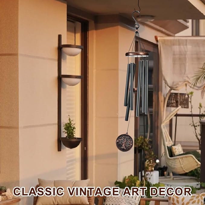 Memorial Wind Chimes for Outside, Sympathy Gifts for Loss of Loved One, Memorial Gift for Loss of Mom Dad Grandparent, Vintage Tree of Life Deep Tone Windchimes Outdoor (34" Tree of Life)